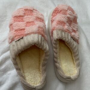 Pink and Cream Fuzzy Slippers